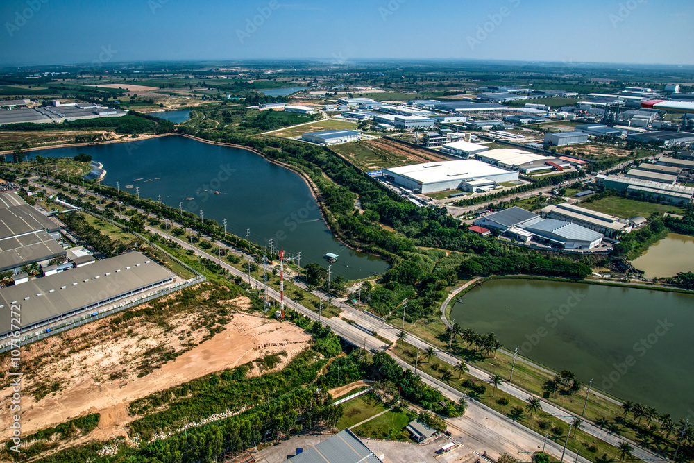 Water reservoir in Industrial estate park
