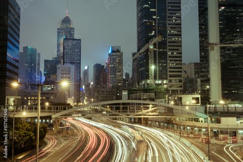 Photography Traffic in city of hongkong at Rush hours