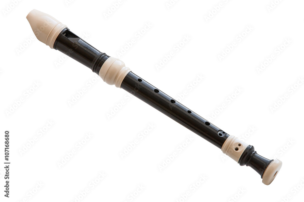 Fototapeta premium classical musical instrument is the block flute isolated on white background