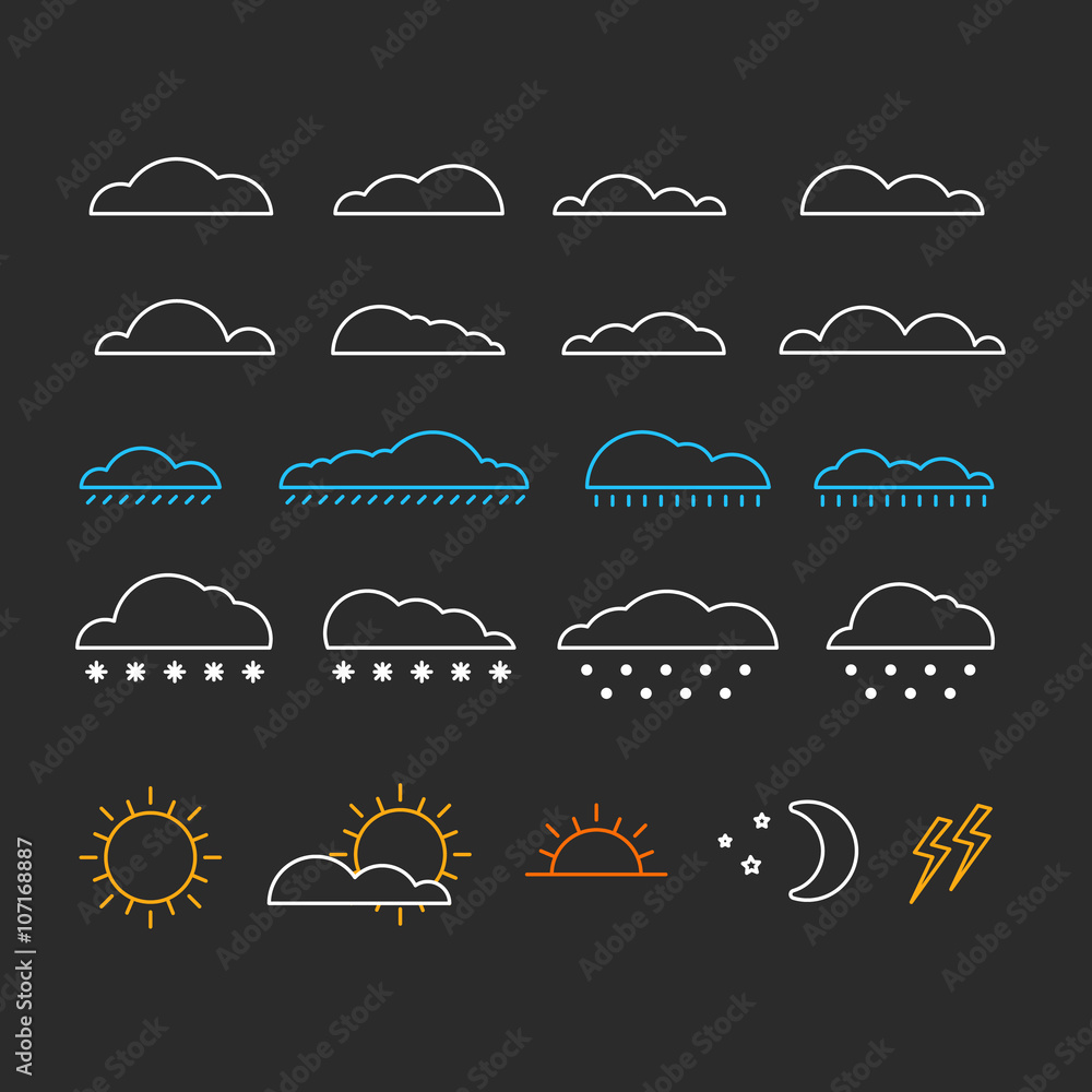 Different abstract forecast icons collection. Design elements Different abstract forecast icons collection. Design elements