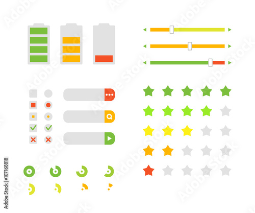 Different interface design elements. Flat design