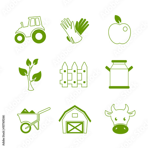 Farm linear icons set