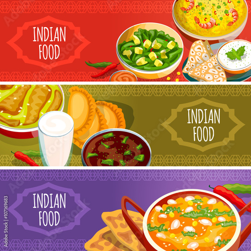  Indian Food Horizontal Banners Set 