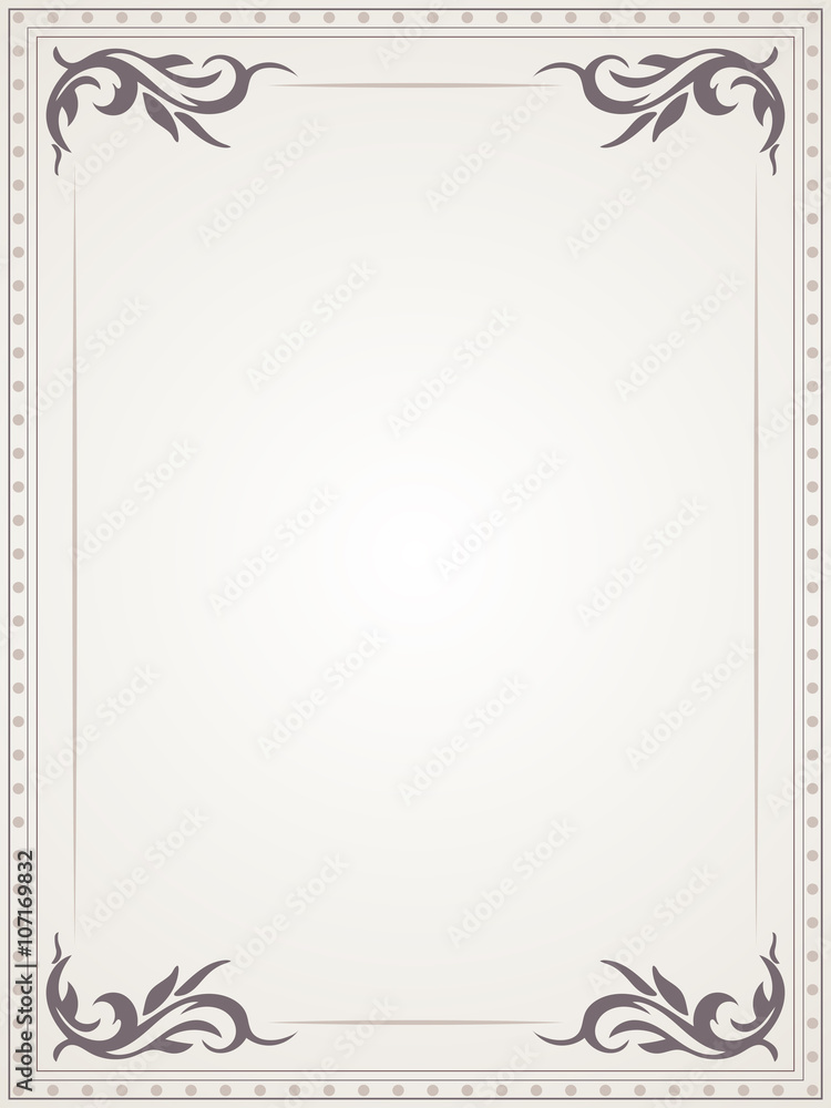 Vintage frame. Beautiful frame. Background with floral design. Stock