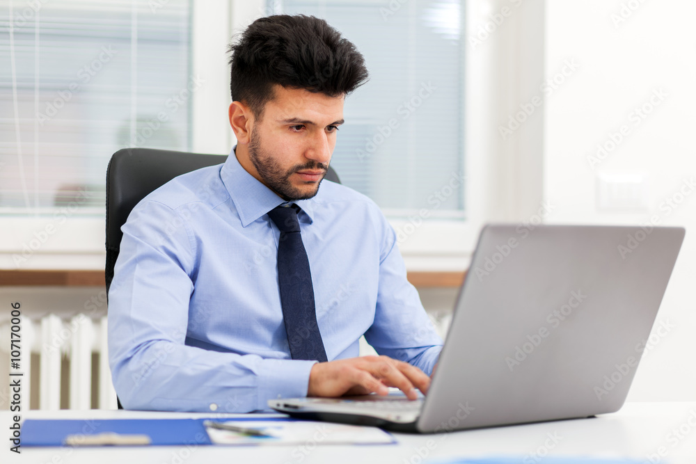 Portrait of a businessman using his laptop Portrait of a businessman using his laptop