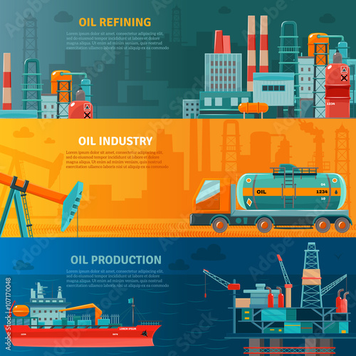 Oil Industry Horizontal Banners Set 