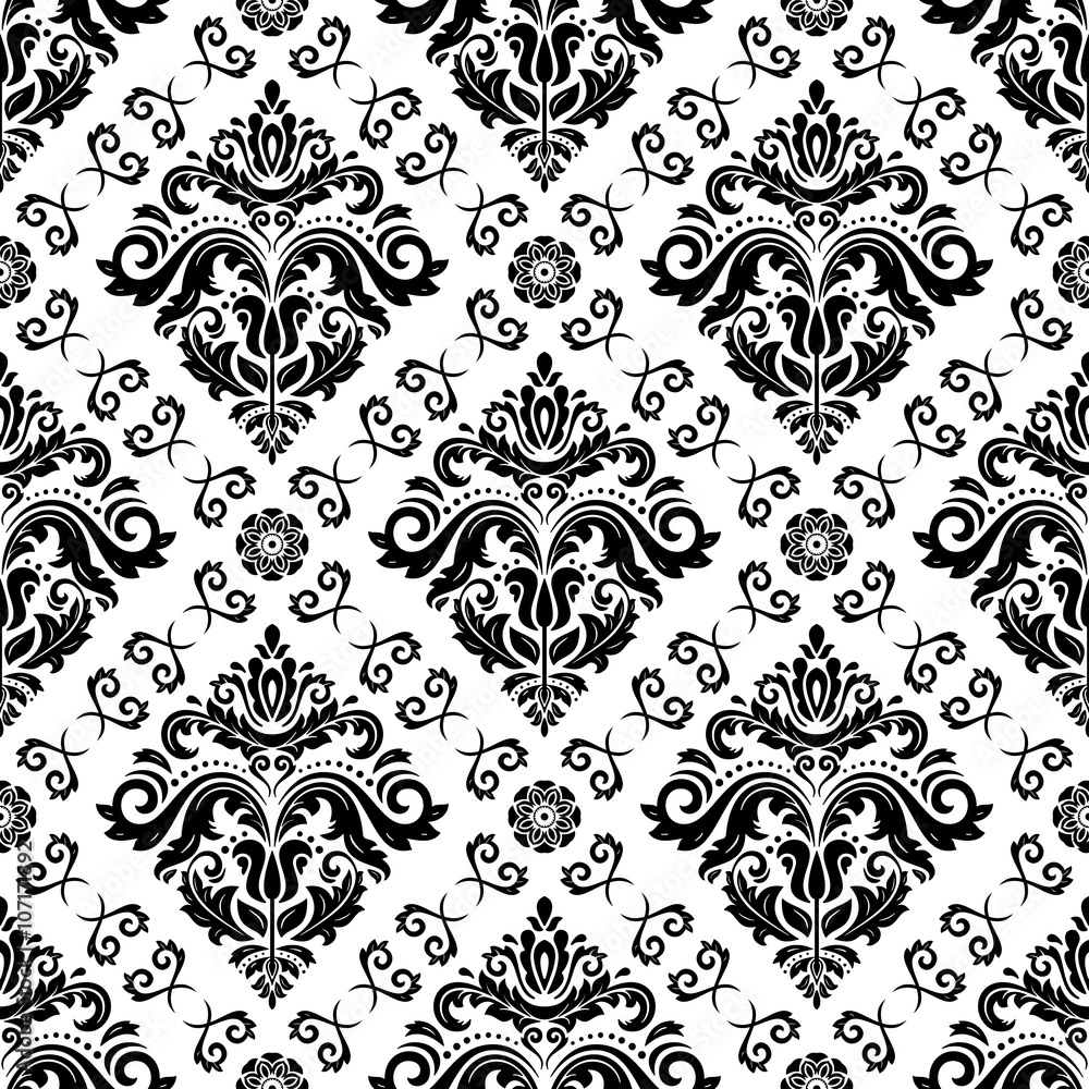 Seamless oriental ornament in the style of baroque. Traditional classic vector black and white pattern Seamless oriental ornament in the style of baroque. Traditional classic vector black and white pattern