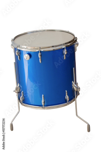 Fotografie floor Tom-Tom drum blue color isolated on white background