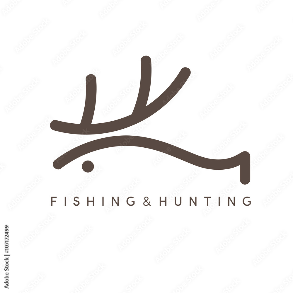 abstract vector design template of fishing and hunting abstract vector design template of fishing and hunting