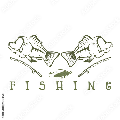 vintage fishing vector design template with largemouth bass