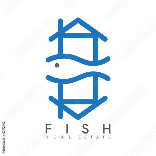 abstract vector design template of fish real estate company