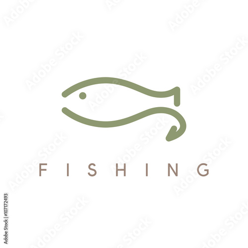 abstract vector design template of fishing with hook