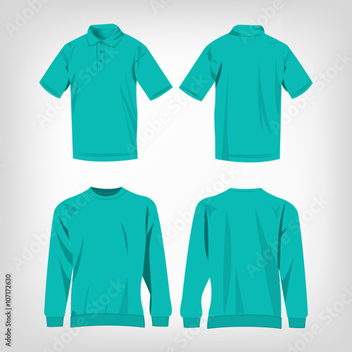 Sport turquoise sweater and polo shirt isolated set vector