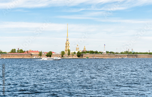 View of the Peter and Paul fortress across the Neva River. 