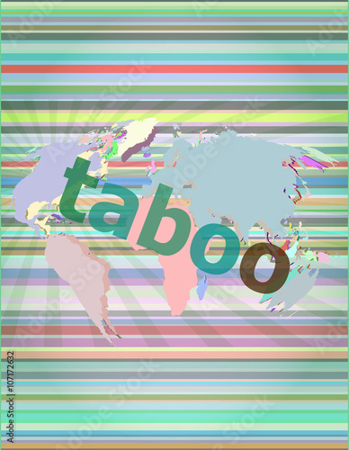 security concept: words taboo is a marketing on digital screen vector illustration
