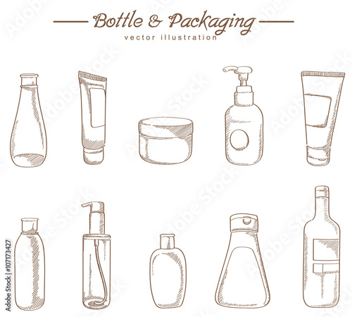 Cosmetic packaging hand drawing sketch