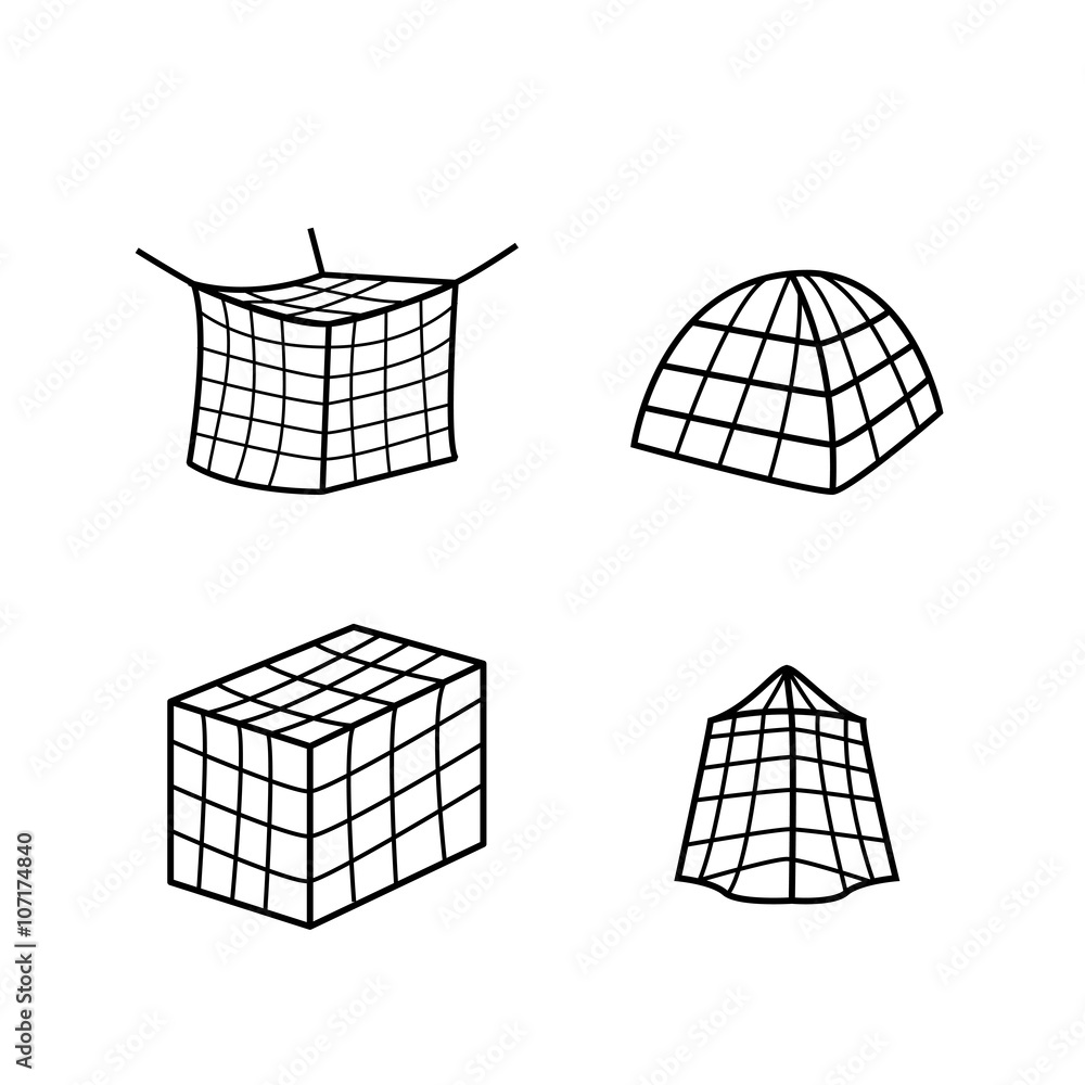 Set of Big mosquito bed net icon and symbol Set of Big mosquito bed net icon and symbol