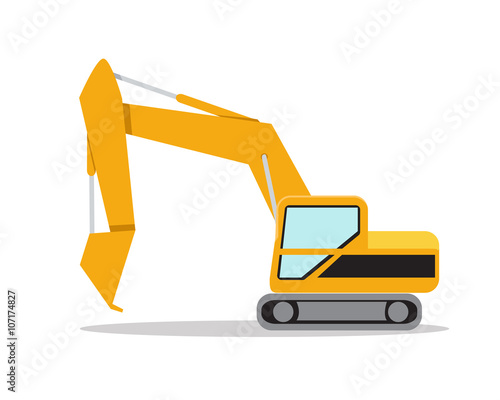 Illustration of excavator on white background