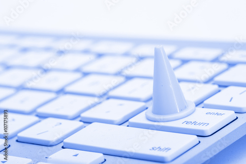 computer keyboard caution cone