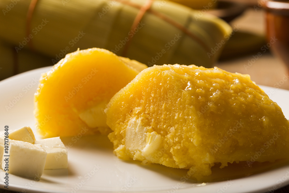 Pamonha with cheese - typical food of green corn - tasty and che