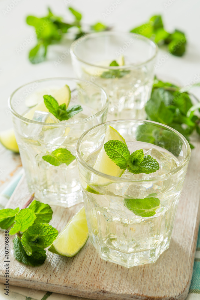 Fresh lemonade in glasses Fresh lemonade in glasses