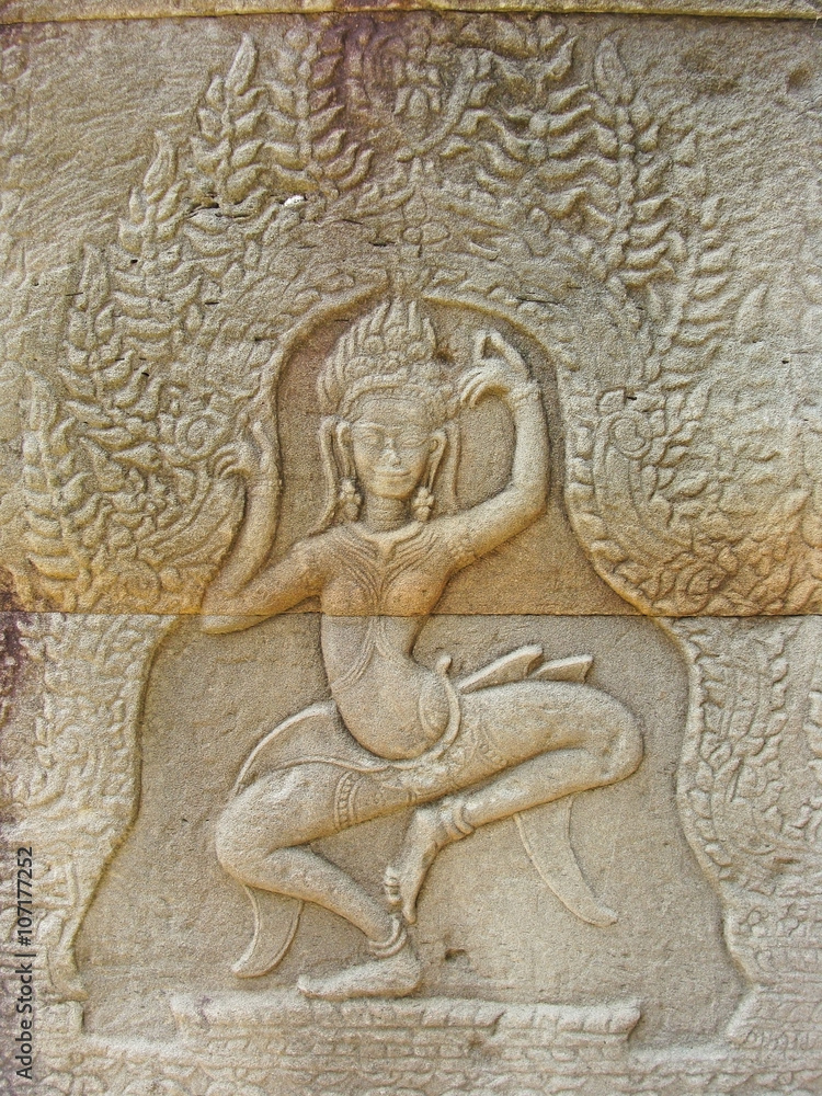 The bas-reliefs on the walls in Angkor Wat, Cambodia.