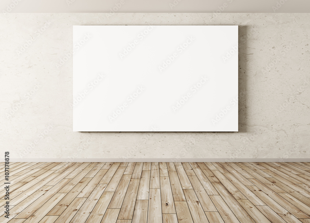 Empty Interior background with big poster 3d rendering Empty Interior background with big poster 3d rendering