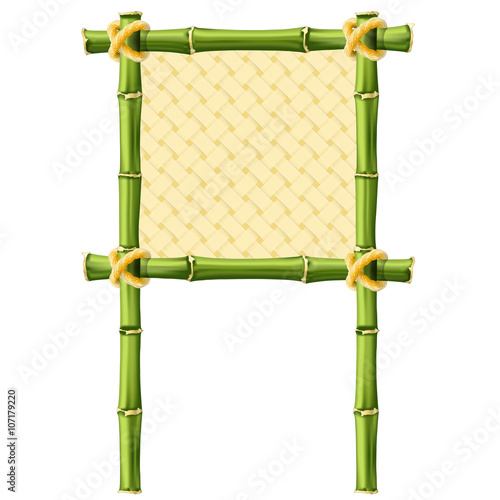 Square bamboo frame with wicker background - signboard
