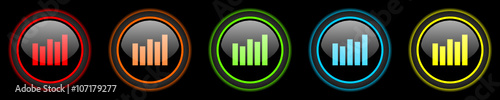graph colored vector icons set