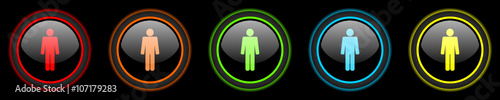 male gender colored vector icons set