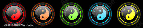 ying yang colored vector icons set