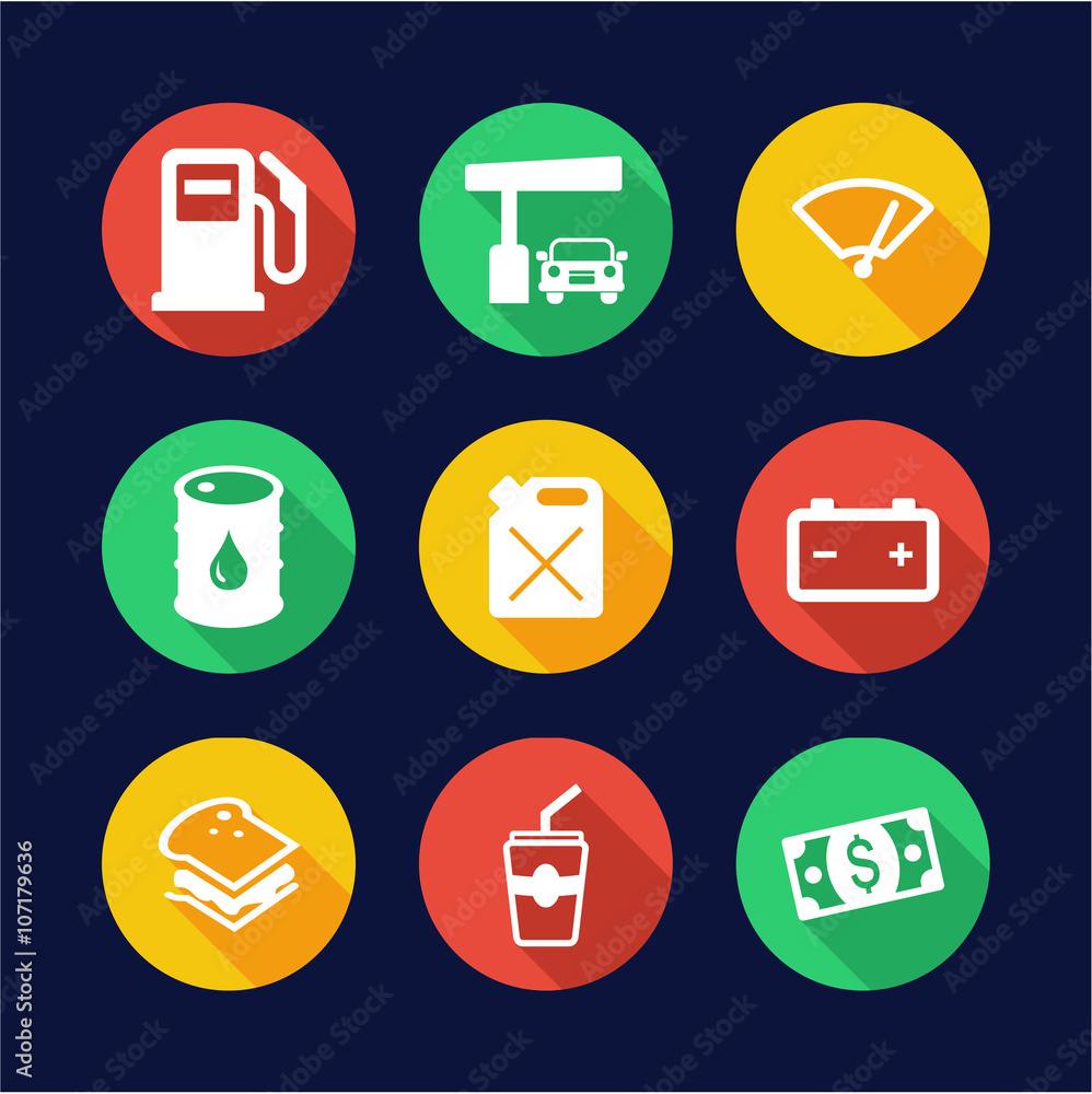 Gas Pump Icons Flat Design Circle Gas Pump Icons Flat Design Circle