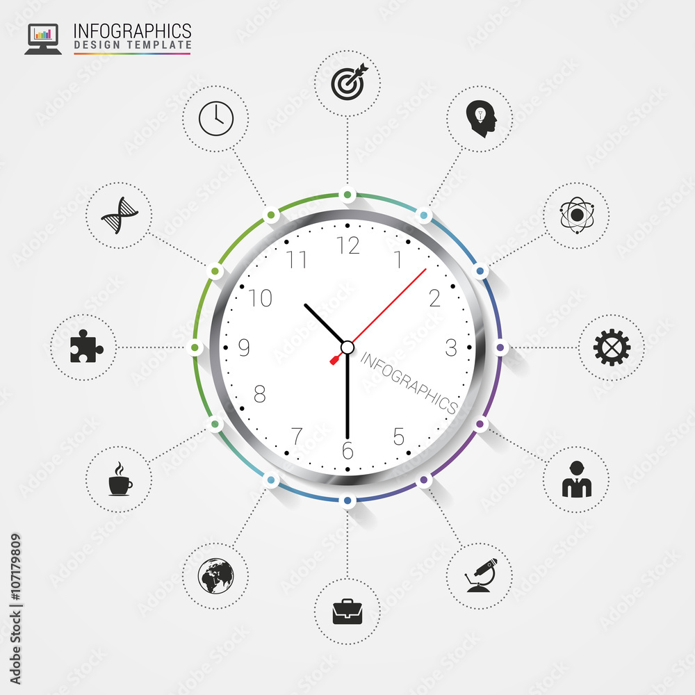 Modern work time management planning infographics Modern work time management planning infographics