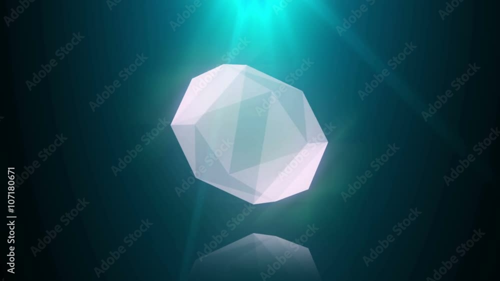 Slowly rotating diamond with reflection, beautiful blue-green background. Ultra High Definition loop 4K. Slowly rotating diamond with reflection, beautiful blue-green background. Ultra High Definition loop 4K.