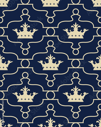Seamless background with crowns and Fleur de lis