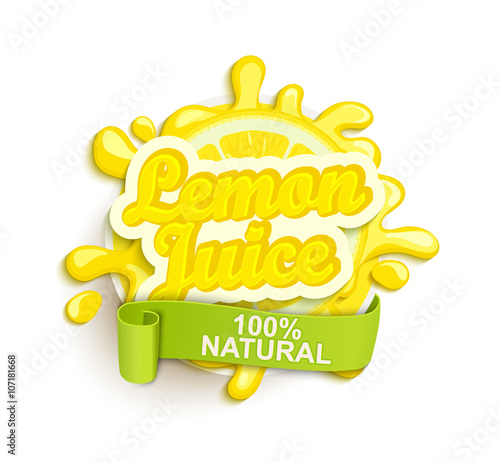 Lemon juece label splash.