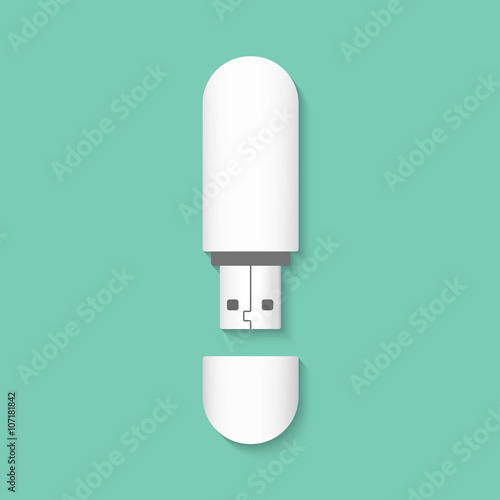 Flash Drive vector. Stick isolated on a green background. USB flash drive.