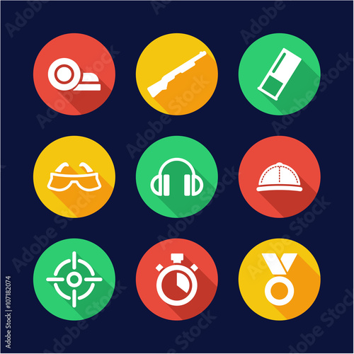 Clay Shooting Icons Flat Design Circle