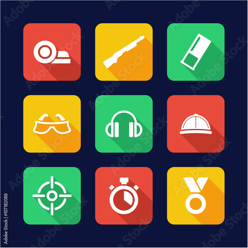 Clay Shooting Icons Flat Design