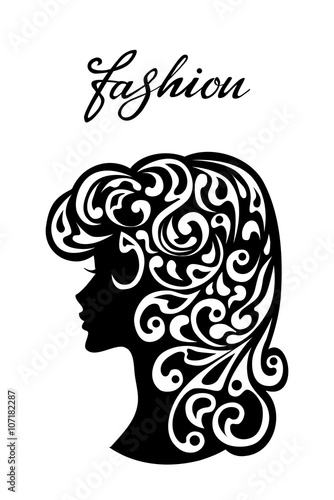 .Beautiful woman face logo sample, vector illustration