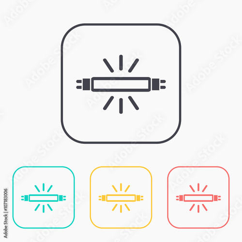 fluorescent lamp vector color icon set