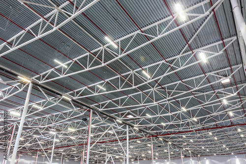ceiling lamps with diode lighting in a modern warehouse