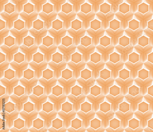 seamless light orange abstract background made of three-dimensional hexagonal shapes