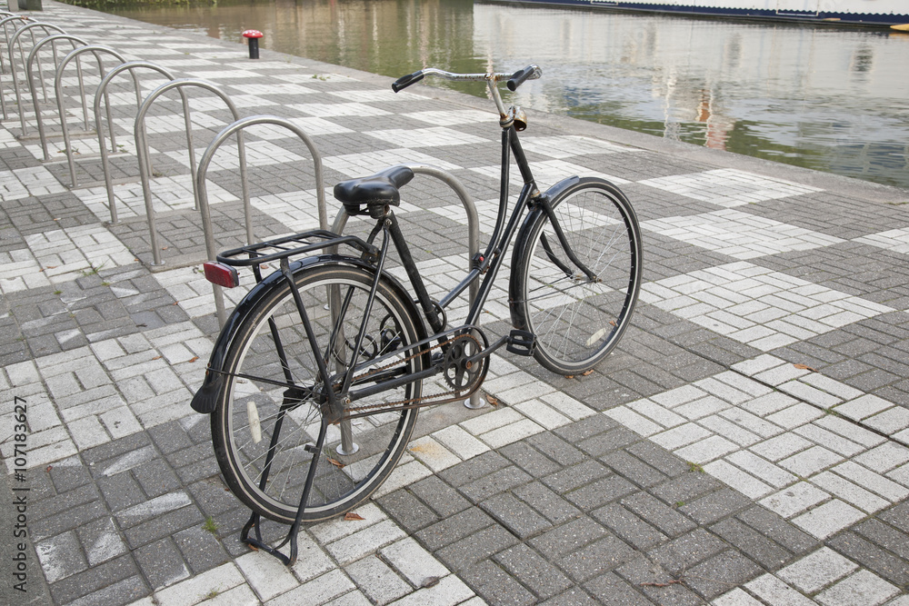 Bike Parked next to Canal, Rotterdam