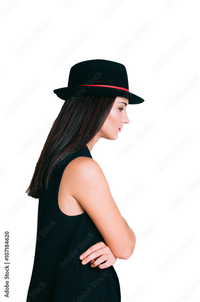 Profile of young woman in a hat Profile of young woman in a hat