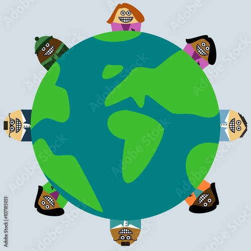 happy kid around the earth. multiethnic peaceful children