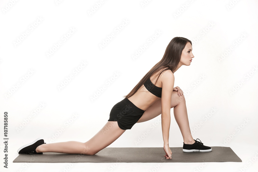 Woman exercising on man Woman exercising on man