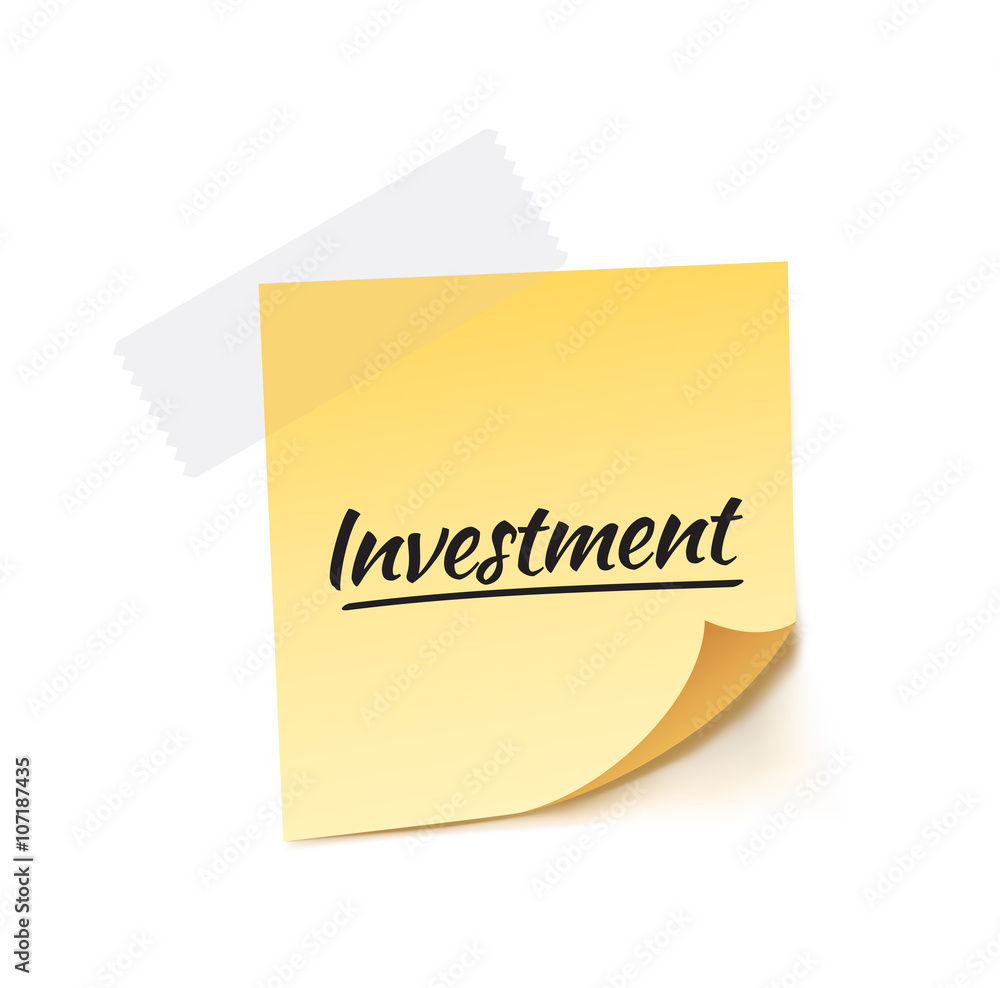 Investment Stick Note Vector Illustration Investment Stick Note Vector Illustration