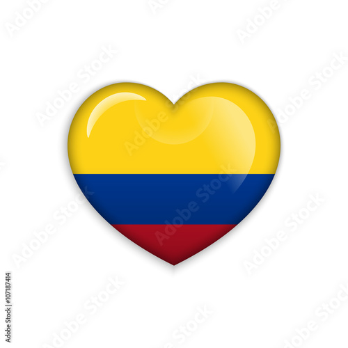 Love Colombia symbol. Heart flag icon. Vector illustration.