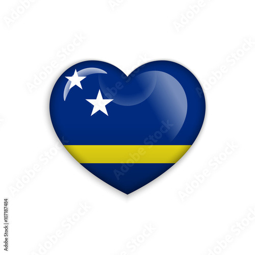 Love Curacao symbol. Heart flag icon. Vector illustration.